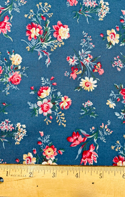 Vintage Pink Floral on Blue