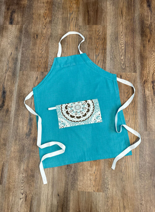 Teal Apron w Design Paocket