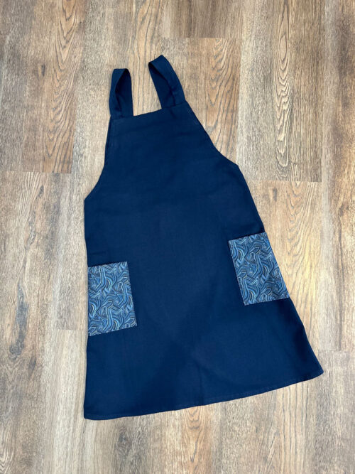 Navy w Brushstroke Pockets Crossover Apron